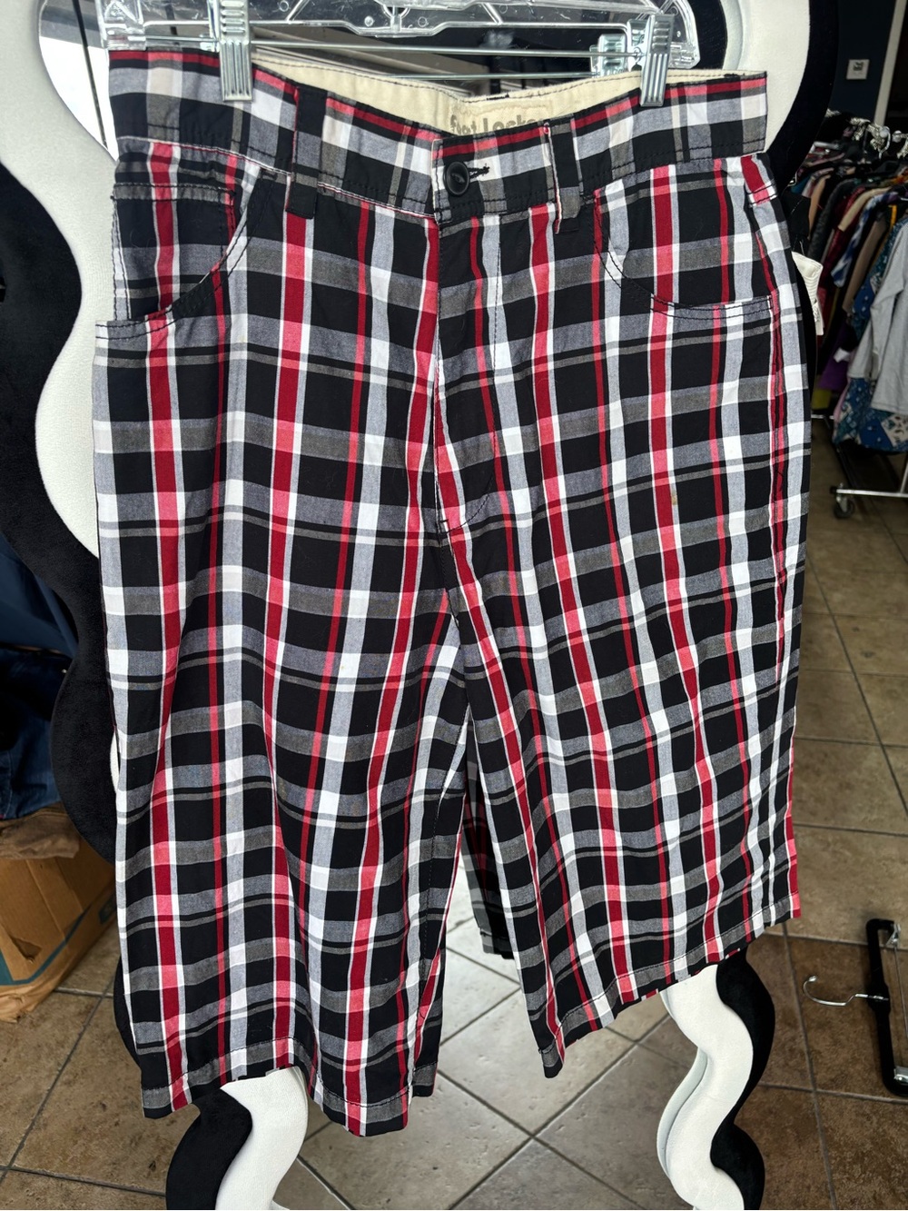 Men's Black Red Plaid Shorts - Casual Summer Wear